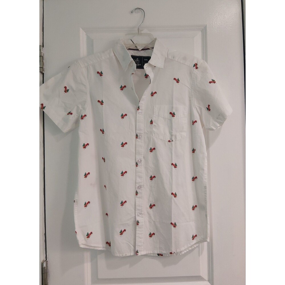 Rugby University Men’s Christmas Tree Truck Button-Down Shirt SML
